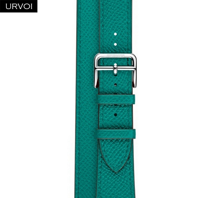 URVOI Double Round Band for Apple Watch Series 7 6 SE 5 4 3 Strap for iwatch Strap High Quality Soft Genuine Leather Loop Wraps