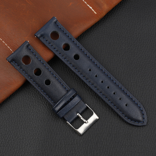 Onthelevel Leather Watchband 18mm 20mm 22mm 24mm Black Brown Coffee Racing Strap Handmade Stitching Quick Release Watch Strap