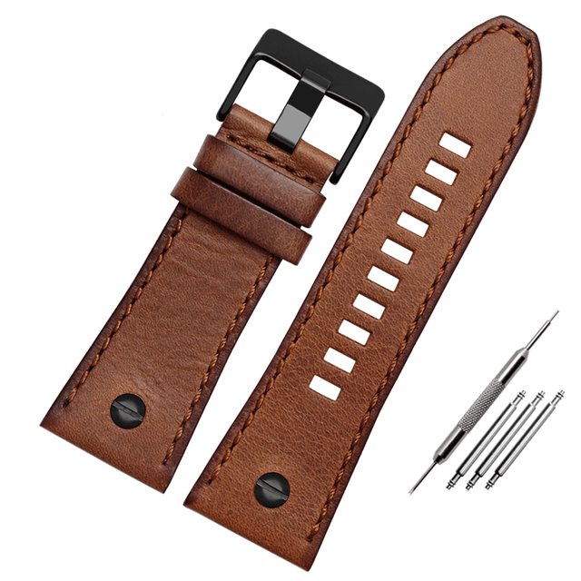 Genuine Leather Watchband for Diesel Watch Strap DZ4476/4482 DZ7408 7406 4318 Strap 22 24 26 28mm Big Size Men Wrist Watch Band