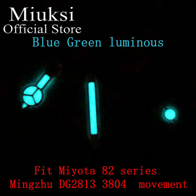 Miuksi Watch Silver Hands Green Blue Luminous Hands Fit NH35 NH36 ETA2824 2836 Miyota8205 8215 821A Mingzhu DG2813 3804 Movement