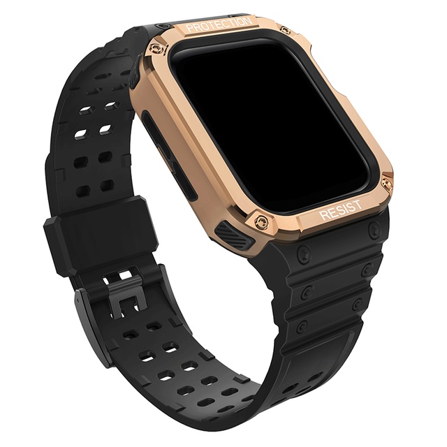 علبة من البولي يوريثان + حزام ل iWatch سلسلة 7 6 SE 5 4 حزام الساعات واقية ل أبل ساعة 38 مللي متر 42 مللي متر الرياضة حزام سوار اكسسوارات