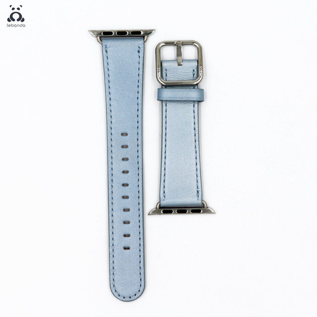 Lebanda Classic Fit Strap For Apple Watch Series 7 6 SE 5 4 3 Strap Fit For iwatch Calfskin Leather Modern Design Square Buckle