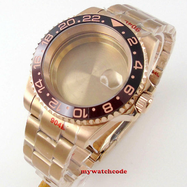 40mm Rotbeer ceramic bezel sapphire watch glass case fit NH35 NH36 2824 2836 Miyota 8215 8205 moveent