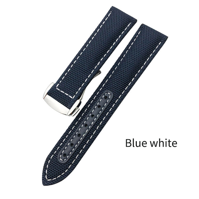 20mm 22mm Canvas Leather Down Watch Band 19mm 21mm Replacement For Omega 300 Planet Ocean Seiko Nylon Hamilton Strap