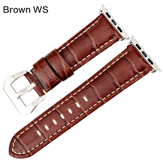 MAIKES Watchbands Genuine Cow Leather Watch Strap for Apple Watch Band 44mm 38mm Series 6/5/4 Iwatch 7 45mm 41mm Watchband