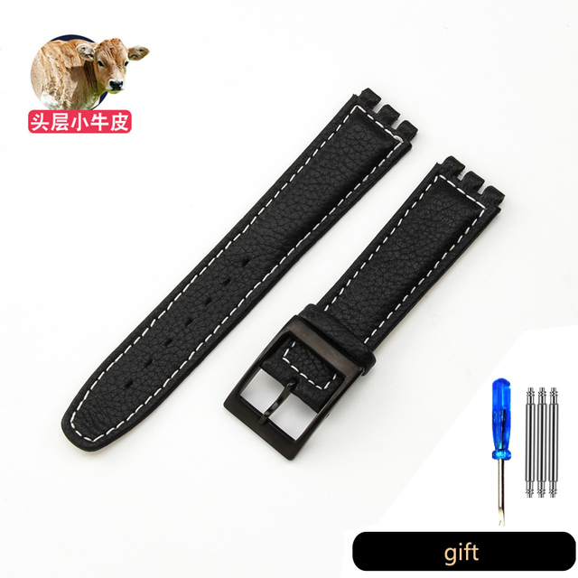 Genuine Leather Watch Strap For Swatch YCS YAS YGS Pin Buckle 17mm 19mm Female Watch Band Blue Red Black Accessories Watchband