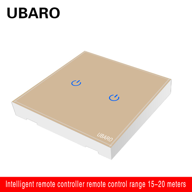 UBARO 86*86mm 433 RF Wireless Transmitter Controller Panel Tempered Glass Remote Manuel Button Without Battery 1/2/3 Gang