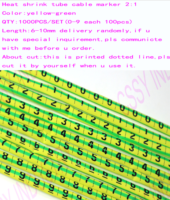 Plastic Heat Shrink Tubing Cable Markers Label Wire Number 0 to 9 1-16mm Colorful PVC Cable Cable Markers Insulation Shrink Ratio 2:1