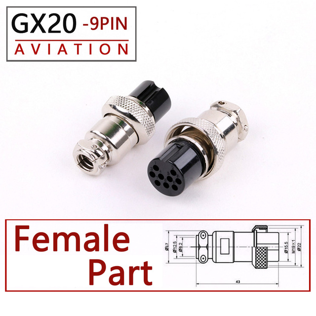 10pcs High Quality GX20 2/3/4/5/6/7/8/9/10/12/15 Pin Female 20mm Round Wire Flight Board Connector Socket Industrial Socket