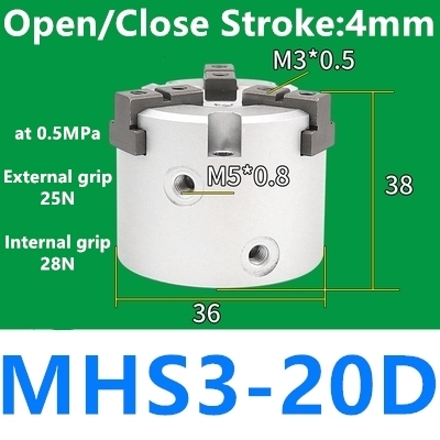 MHS2 MHS3 MHS4 Air Parallel Finger Clutch SameAsSMC Bore 16D/20D/25D/32D/40D/50D mm Double Acting MHS2-16D MHS3-16D MHS4-16D