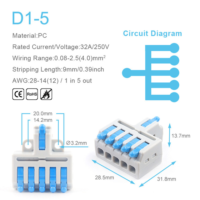 25/50/100pcs Quick Connector Compact Splitter Splicing Terminal Block M3 Screw Fixing Wire Connector for Connecting Electrical Cables