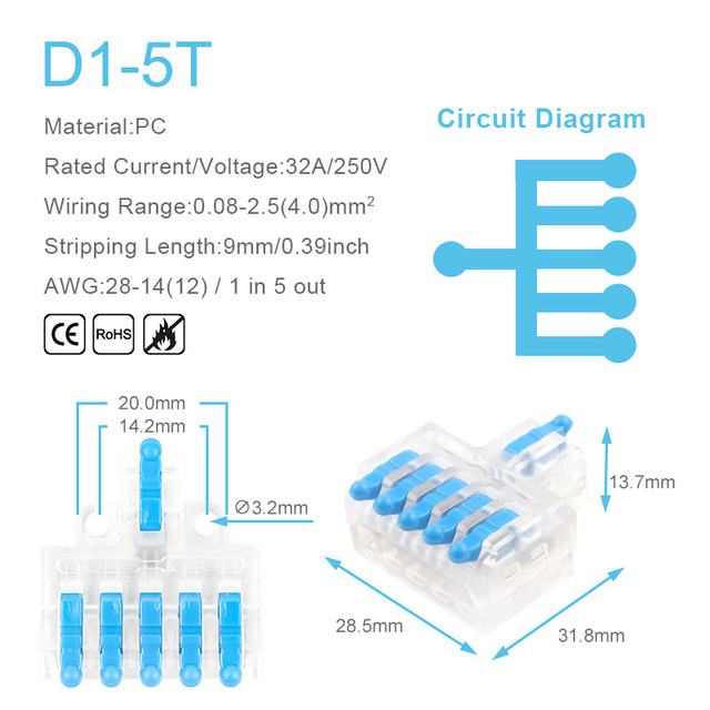 25/50/100pcs Transparent Can Fixed Wire Splitter Universal Compact Connector Terminal Block Cable Fast Splicing Wiring Connector