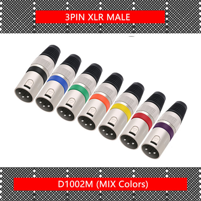 10pcs/lot 3 Pin XLR Male/Female Plug Wire Connector 3 Poles XLR Microphone Plug MIC Cable Terminal Connector 7 Colors