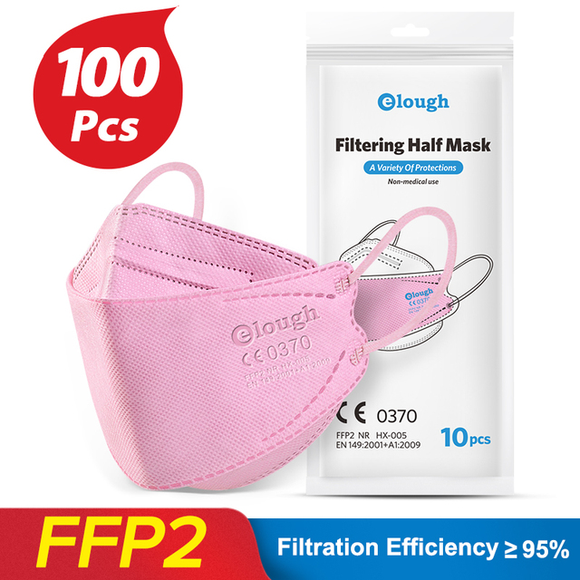 Elough FFP2 CE 0370 Mascarillas FPP2 Homologadas يوروبا KN95 قناع الأسماك شكل Mascarilla FP2 FFP 2 Masken الكبار FFP2mask 4 طبقات