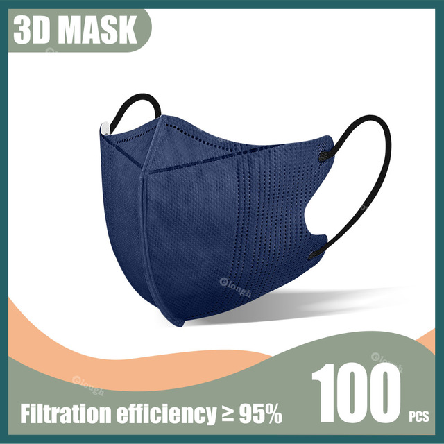 Disposable Protective Mask Morandi Black Masks 3D Adult 4 Ply 95% Filtration Mascarillas quiurgicas Homeopathic No Nose Bridge