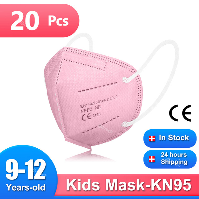 Children FFP2 Masks KN95 Mascarillas FPP2 Ninos ffp2neckids Masque Enfant 5 Layers Protective Face Mask Fit 9-12 Years