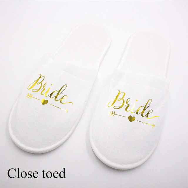 Guest Slipper Hotels Wedding Party Maid of Honor Bridesmaid Slippers Hotel Travel Spa Shoes New Gold Glitter Letter Flip Flop