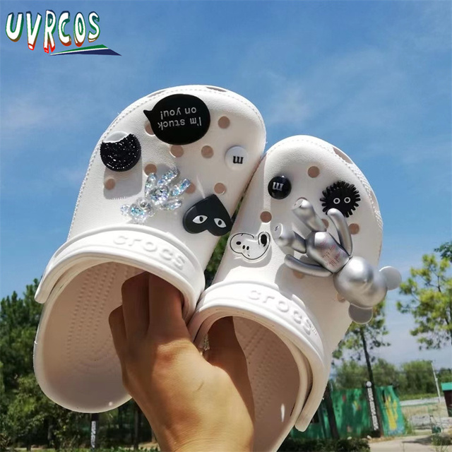 1 Set Handmade DIY Crocs Charms Bling JIBZ Buckle Rhinestone Accessories Metal Chain Clog Garden Shoe Decoration Girls 지지