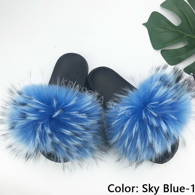 Natural Fur Slippers Women Home Fluffy Slippers House Furry Slides Luxury Summer Flip Flops with Real Fur Wholesale Dropshipping