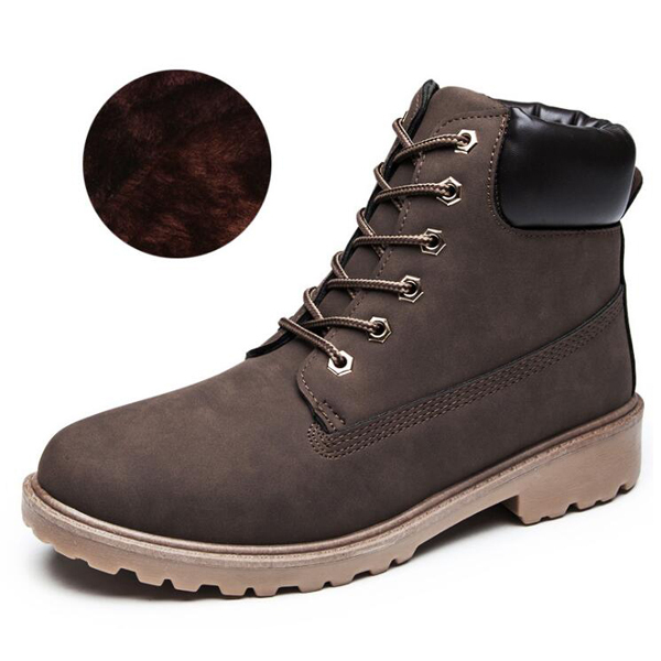 ZYYZYM Boots Men Boots Autumn Winter PU Leather Unisex Style Plush Keep Warm Men Outdoor Motorcycle Boots Shoes Men