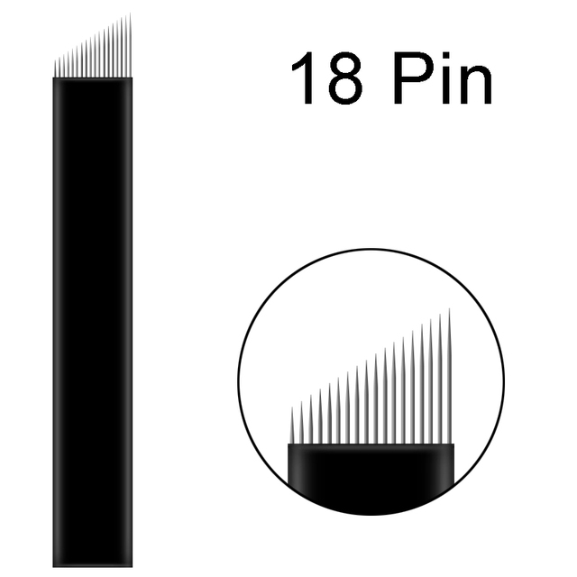 100 قطعة الأسود Lamina Microblading الإبر 0.18 مللي متر U شكل 18 دبابيس شفرات 12 14 16 21 دبوس الوشم الإبر لقلم تجميل دائم