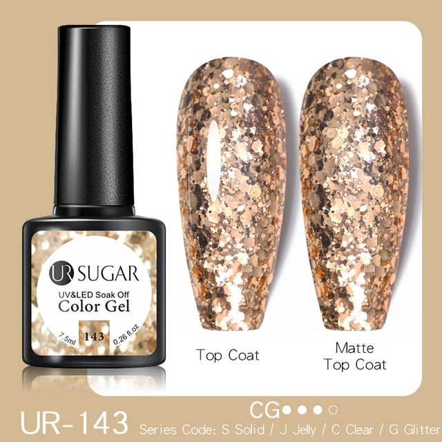 ur sugar caramel color gold sequins gel nail polish for manicure brown chocolate soak off uv gel nail varnish nail art design