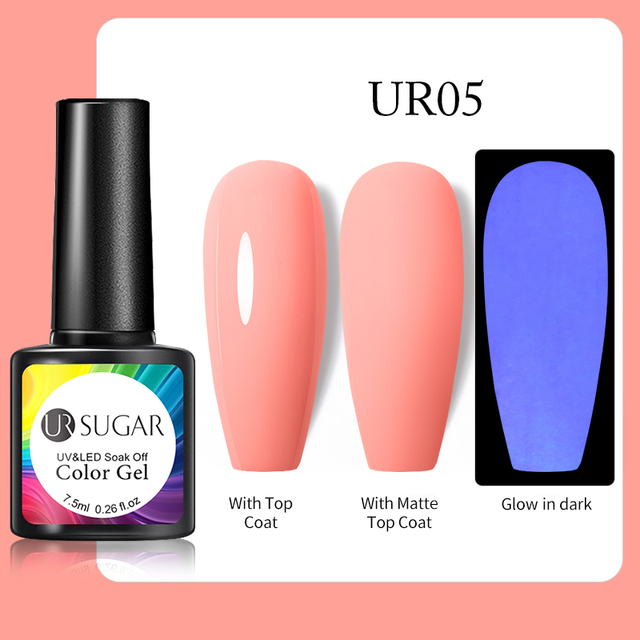 ur sugar 7.5ml luminous gel nail polish glow in the dark color semi permanent soak off uv varnish gel fluorescent nails art