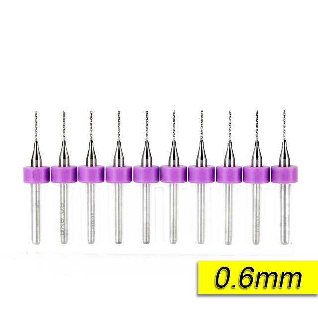 XCAN 10pcs/set 0.3mm to 1.2mm PCB Mini Drill Bits Tungsten Steel Carbide for Printing Circuit Board CNC Drill Bits Machine