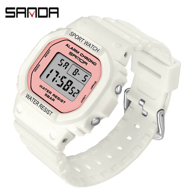 SANDA Fashion Simple Sports Watch Women Casual Military Watches Alarm Clock Shock Resistant Waterproof Digital Watches Female 293