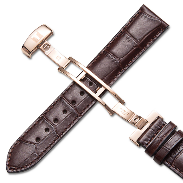 19mm 20mm 21mm 22mm Genuine Leather Watch Band For Tissot T035 Lilock T063 T41 Curved End Handmade Watch Strap Butterfly Buckle