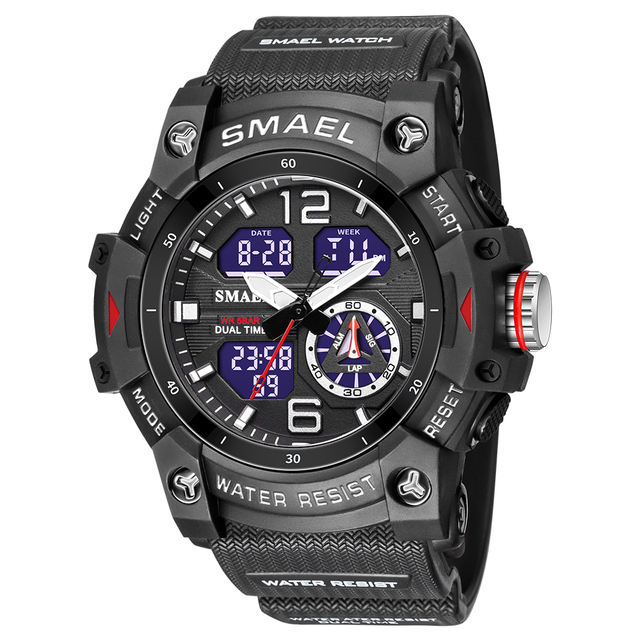 SMAEL 2022 New Men's Watches Dual Time Military Watches 50M Waterproof Men 8007 Shock Resistant Sport Watches Wtach Gifts