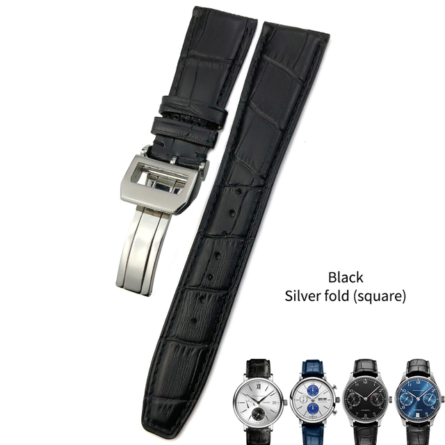 Cowhide watch strap 20mm 21mm 22mm,replacement for Portuguese IWC,Porotfino,Family piloto,folding buckle