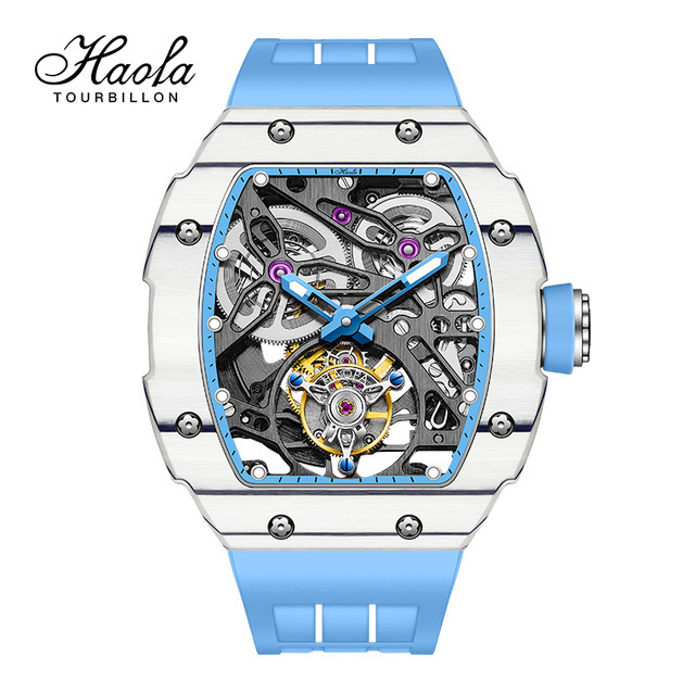 Haofa 1901 Skeleton Automatic Tourbillon Movement Watch for Men Luxury Mechanical Tourbillon Sapphire Mens Carbon Fiber Watch