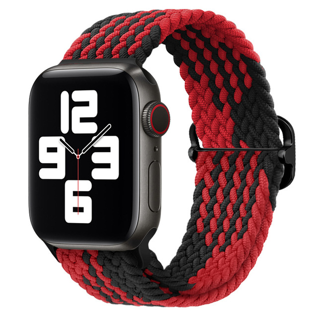 Braided Solo Loop Ring for Apple Watch 44mm 40mm 42mm 38mm Elastic Nylon Fabric Bracelet for iWatch 3 4 5 SE 6 Adjustable Buckle