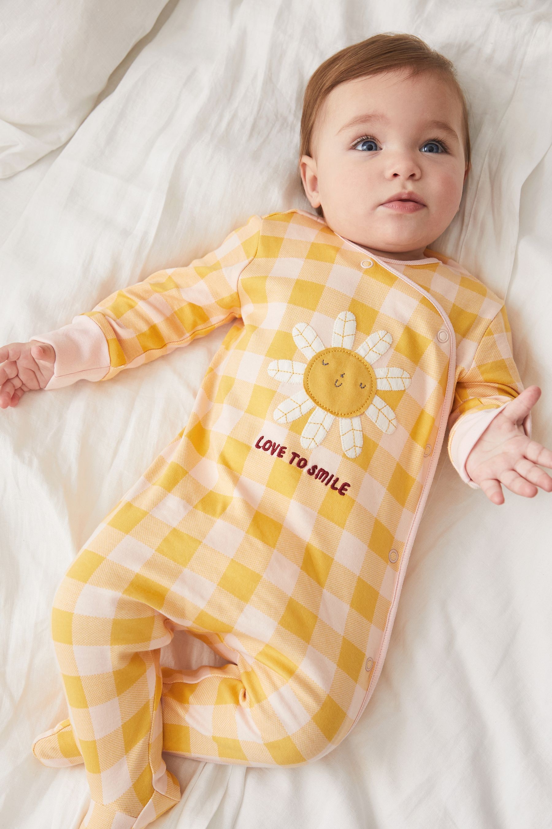 3 Pack Embroidered Detail Baby Sleepsuits (0-3yrs)