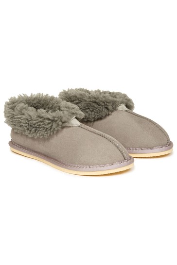 Celtic & Co. Ladies Grey Sheepskin Bootee Slippers