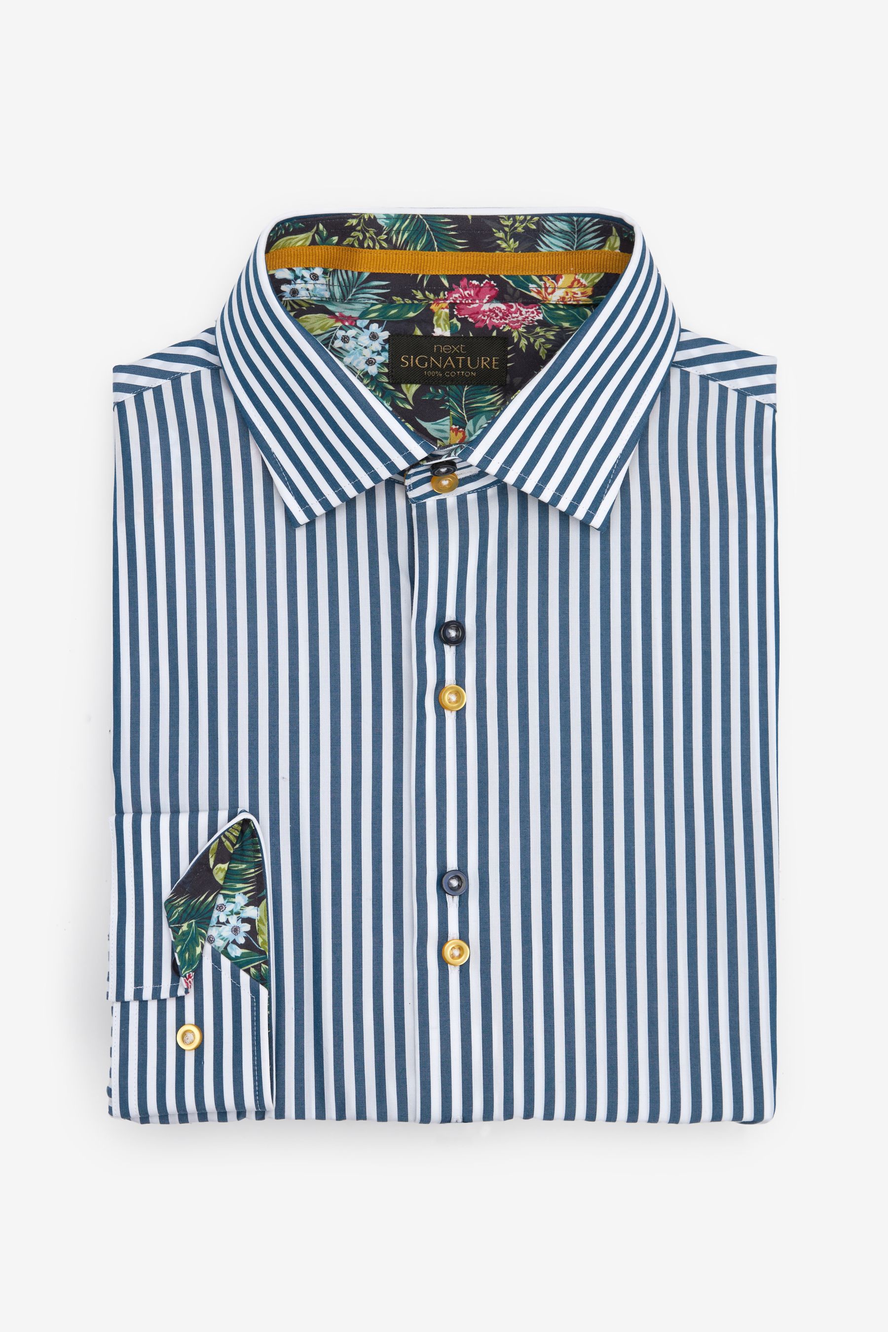 Signature Trimmed Shirt Slim Fit Single Cuff