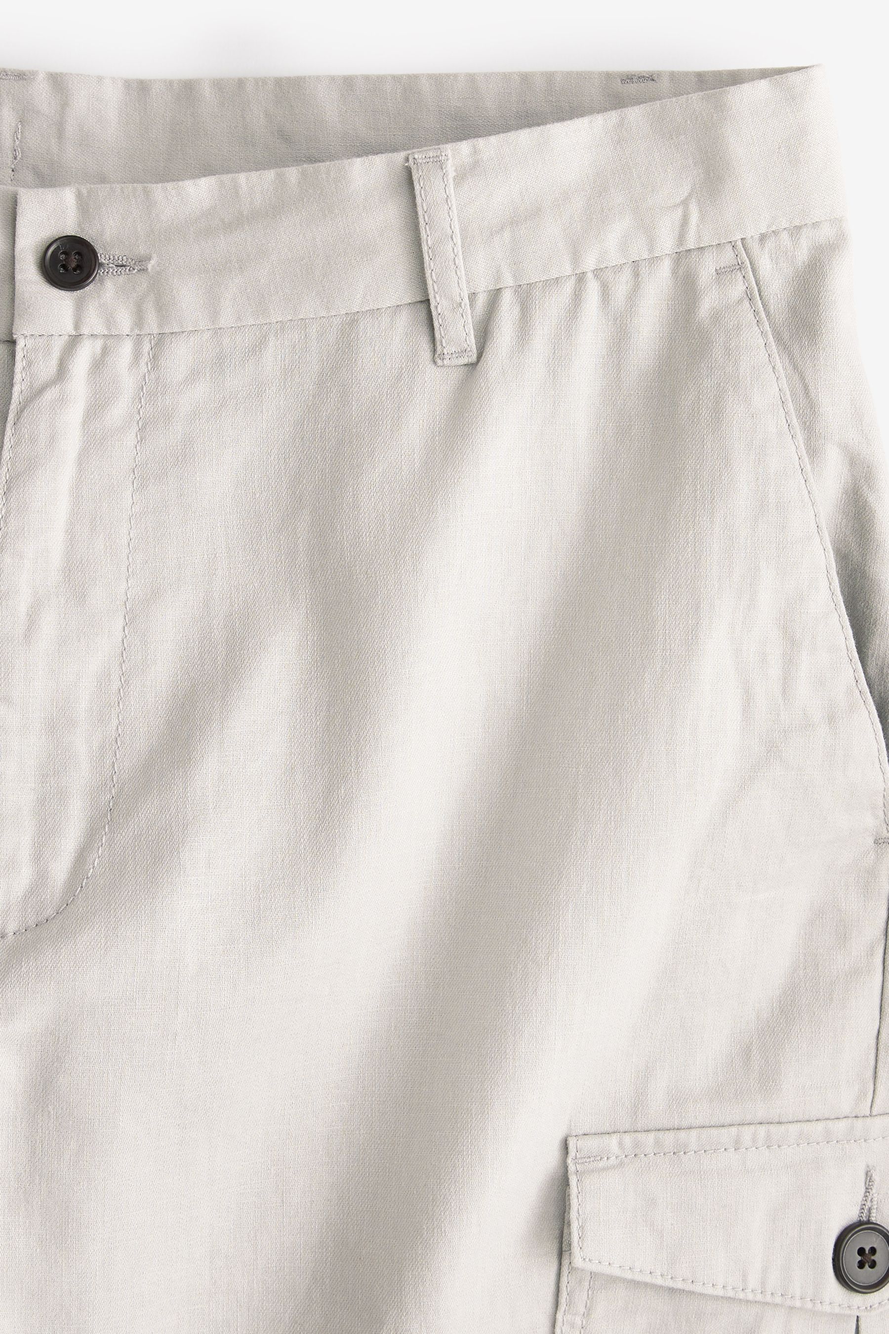 Linen Blend Cargo Trousers