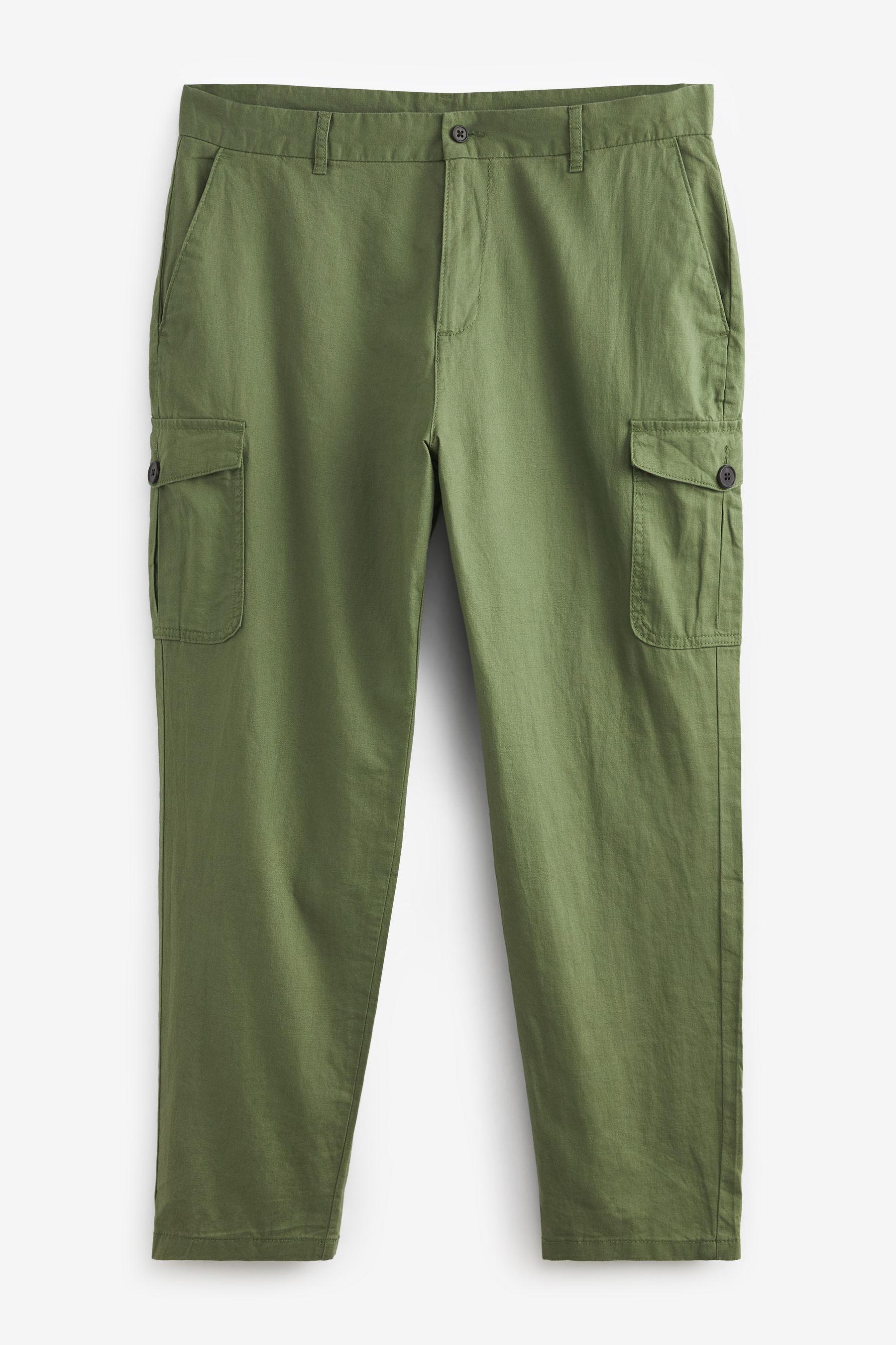 Linen Blend Cargo Trousers