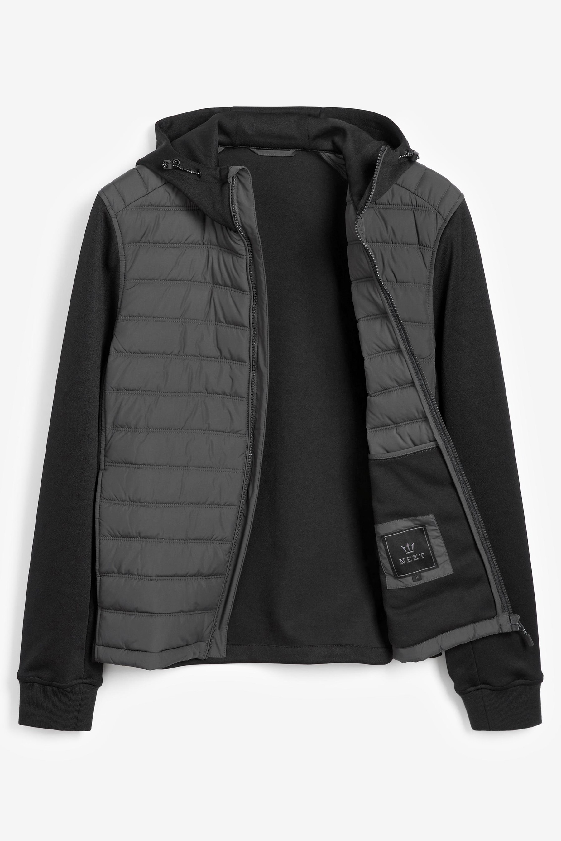 Jersey Sleeve Quilted Hooded Jacket