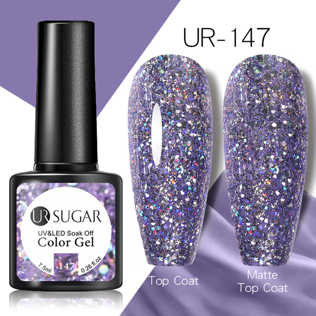 UR Sugar Fluorescent Reflective Gel Holographic Gel Nail Polish Shine Neon Glitter Semi Permanent Soak Off UV LED Nail Gel