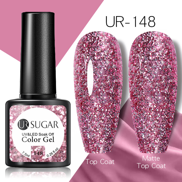 UR Sugar Fluorescent Reflective Gel Holographic Gel Nail Polish Shine Neon Glitter Semi Permanent Soak Off UV LED Nail Gel