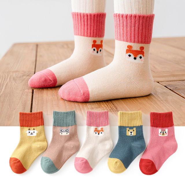 5pairs/lot Baby Boys Girls Socks Fashion Cartoon Animal Pattern Cotton Kids Socks 1-12 Years New Spring Autumn Socks for Boy