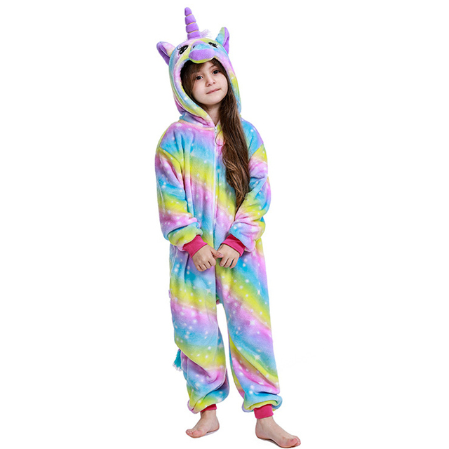 flannel unicorn for kids pajamas boys girls sleepwear children panda jumpsuit kids oneise for jumpsuit licorn