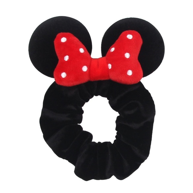 Little Girls Hair Band Kids Mickey Minnie Soft Hair Bow Children Sequin Velvet Ponytail Holders Baby No Damage Rubber Hair Tie