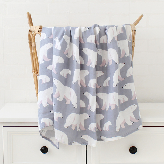 baby muslin swaddle blanket newborn beige print baby blanket infant wrap 70% bamboo 30% cotton spring summer