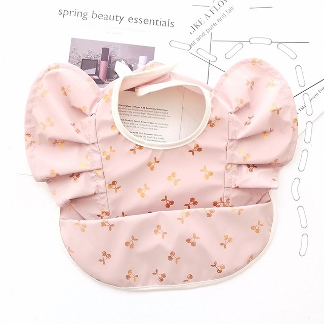 Waterproof Baby Food Eating Baby Bibs PU Cartoon Smock For Babies Feeding Clothes Sleeveless Bib With Pocket Newborn Baby Bib