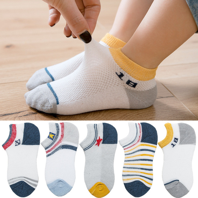 Soft Cotton Children Socks Cute Cartoon Casual Boys Socks Thin Mesh Summer 5pairs/lot Kids Socks Sport Baby Boy Socks 1-12 Years