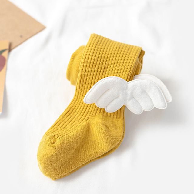 Girls Angel Wings Knitted Cotton Socks Baby Pantyhose 0-6 Years Autumn Winter