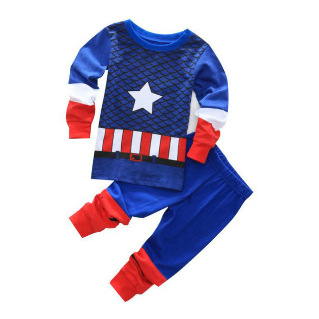 Kids Long Sleeve Pajamas Sleepwear T-shirt Sports Pajamas Kids Spider-Man Cartoon Pajamas Set Boys and Girls Pajamas